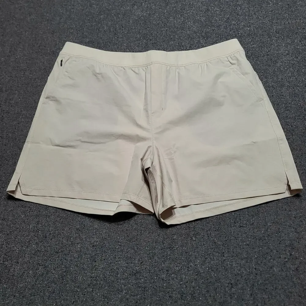 Public Rec Shorts Mens 42 Khaki Flex Casual Performance Stretch Elastic Waist 6